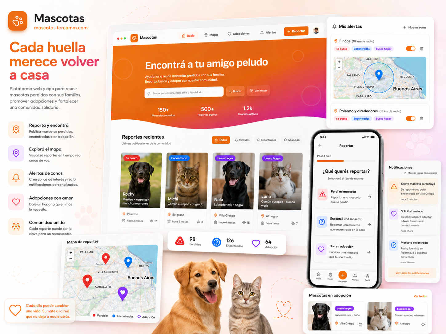 AnimPatrol · plataforma para reunir animpatrol perdidas con sus familias